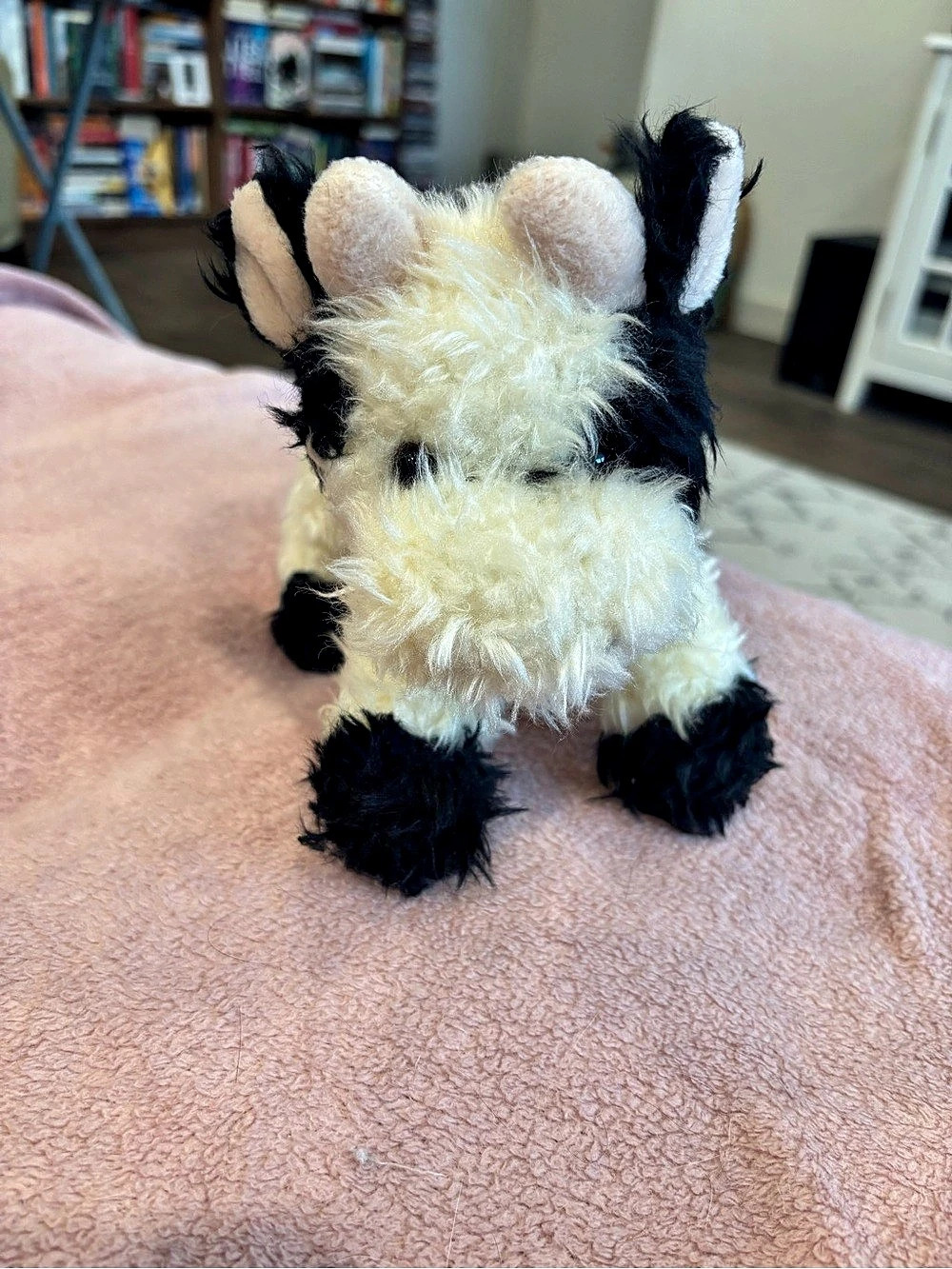 Hugfun Intl. Cow Plush Stuffed Animal Cream & Black